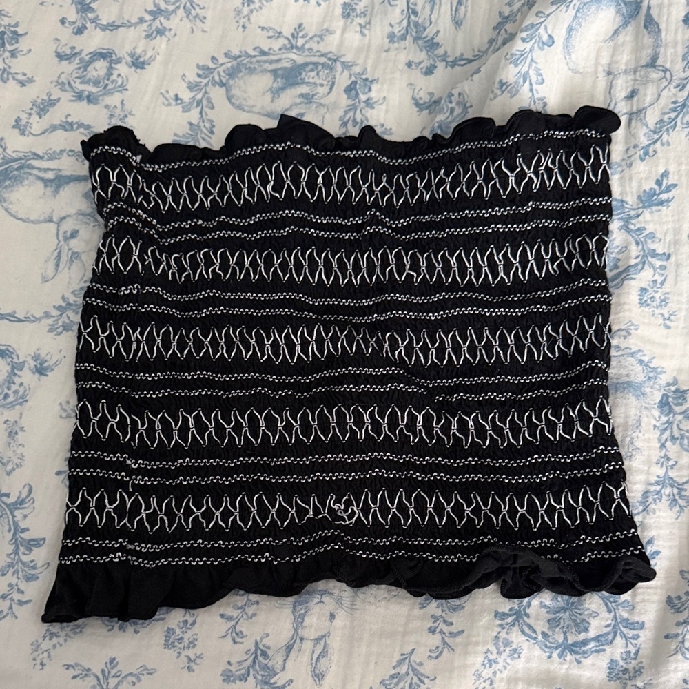 American Eagle Outfitters Black Tube Top with White Stitching